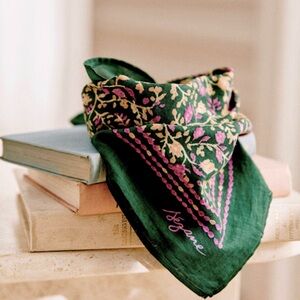 ISO - DO NOT BUY! Sezane scarf/ foulard Flowers with dark green background.